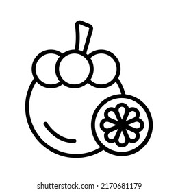 Mangosteen Icon. Line Art Style Design Isolated On White Background