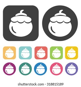 mangosteen icon set. Vector Illustration eps10
