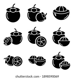 Mangosteen Symbol setzen Vektorzeichen und Symbole.