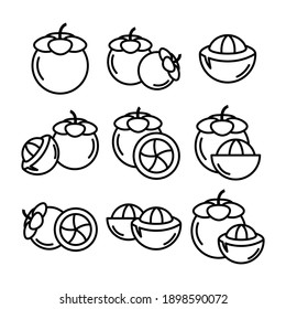 Mangosteen icon set vector sign and symbols.