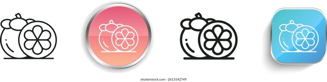mangosteen icon. Thin Linear, Regular and Button Style Design Isolated On White Background