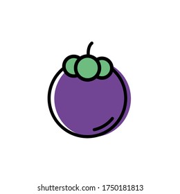 Mangosteen icon vector flat design illustration