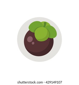 Mangosteen icon vector flat illustration. 