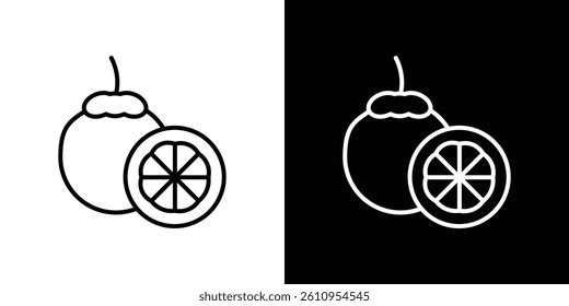 Mangosteen icon Vector isolated outline drawing.