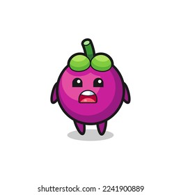 mangosteen illustration with apologizing expression, saying I am sorry , cute style design for t shirt, sticker, logo element