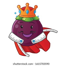 Mangosteen king with crown and robe cartoon. cute chibi cartoon mascot vector