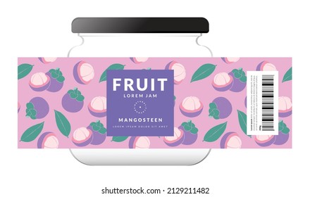plantillas de diseño de empaquetado mangosteen Label, ilustración vectorial de estilo dibujado a mano.