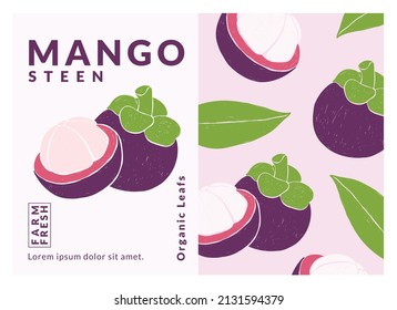 mangosteen Label packaging design templates, Hand drawn style vector illustration.
