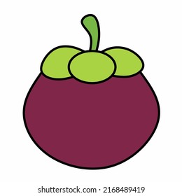 Mangosteen line icon in colored linear style isolated on white background. Pictogram symbol and illustration for logo. Thin black line vector.