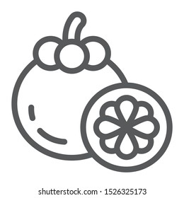 Mangosteen line icon, food and vitamin, exotic fruit sign, vector graphics, a linear pattern on a white backgrond, eps 10.