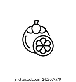 Mangosteen line icon isolated on white background