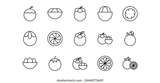 mangosteen line icon pack illustration