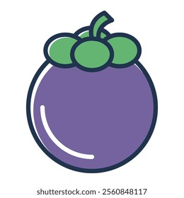 Mangosteen line icon vector isolated. Vegetarian sweet product. Delicious exotic fruit. Tropical climate.