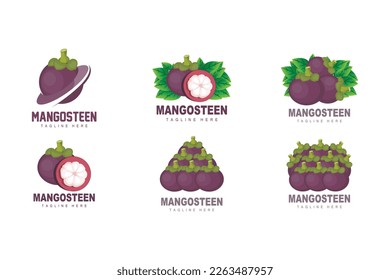 Mangosteen Logo Design, Fresh Fruit Vector for Skin Health, Fruit Shop Brand Illustration And Natural Skin Medicine