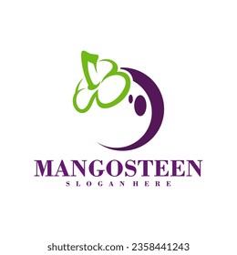 Plantilla de diseño de logotipo de Mangosteen. Ilustración vectorial del logotipo de Mangosteen creativo.