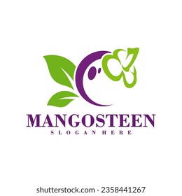 Plantilla de diseño de logotipo de Mangosteen. Ilustración vectorial del logotipo de Mangosteen creativo.