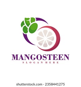 Plantilla de diseño de logotipo de Mangosteen. Ilustración vectorial del logotipo de Mangosteen creativo.