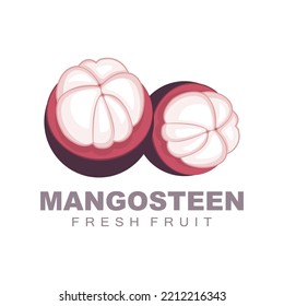 Mangosteen Logo, Mangosteen Flesh Illustration, Vitamin Rich Fruit Queen, Fruit Logo Vector Label Template Design