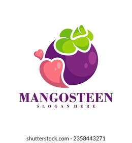Mangosteen Love logo design Template. Creative Mangosteen logo vector illustration.