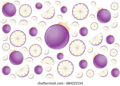Mangosteen, on a white background pattern, Vector illustration.