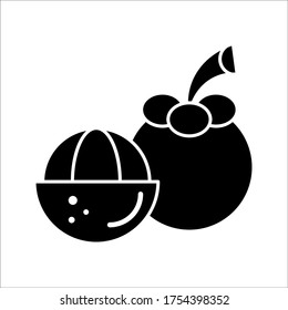 Mangosteen outline vector icon. Thin line black mangosteen icon on white background