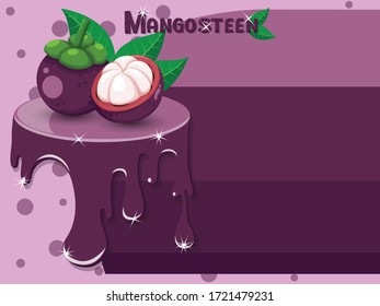 Mangosteen pattern consisting of tasty sweet liquid, Melted flowing fruit. Copy space for text. Vector illustration