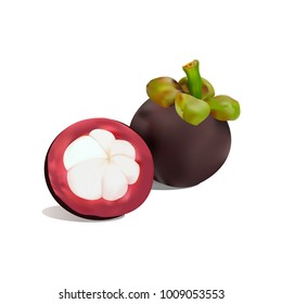 Mangosteen pattern from Thailand on white background. 