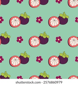 Mangosteen pattern vector illustration background
