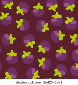 Mangosteen pattern vector illustration background. seamless pattern Mangosteen. for display wallpaper, fabric, textile, cloth design, hand drawn