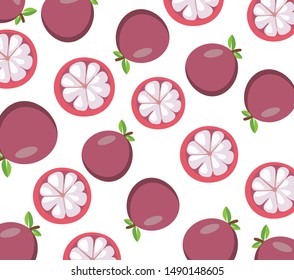 Mangosteen Seamless Pattern Design Vector