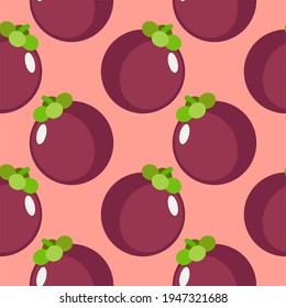mangosteen seamless pattern flat design vector illustration