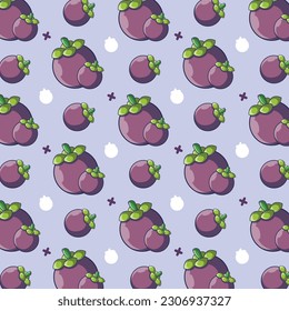 Mangosteen seamless vector pattern background