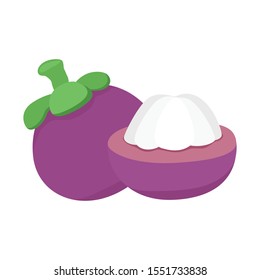 Mangosteen simple vector isolated object. Passion fruit logo. Healthy food.Vector illustration