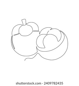mangosteen single continuous line drawing vector illustration for food and natural design element