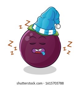 Mangosteen sleeping with sleeping hat cartoon. cute chibi cartoon mascot vector