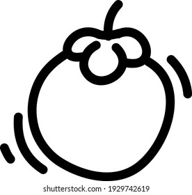 Mangosteen with stem, illustration, vector on white background.