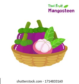 Mangosteen Thai Fruit on White Background Vector

