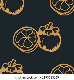 mangosteen tropical fruits seamless pattern