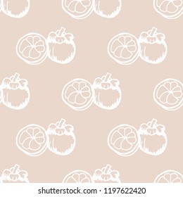 mangosteen tropical fruits seamless pattern
