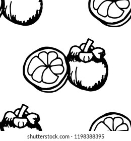 mangosteen tropical fruits seamless pattern