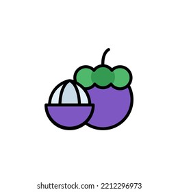 icono del vector mangosteen. estilo de línea rellenado con icono de fruta. uso perfecto para icono, logotipo, ilustración, sitio web y más. estilo de línea relleno de diseño de iconos