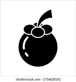 Mangosteen vector icon on white background