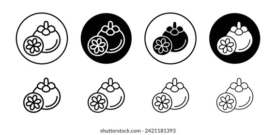 Mangosteen vector icon set collection. Mangosteen Outline flat Icon.