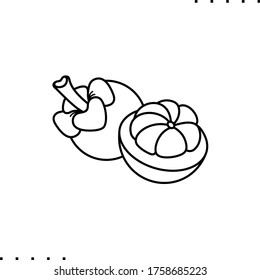 Mangosteens, Vektorfruchtsymbol in Umrissen