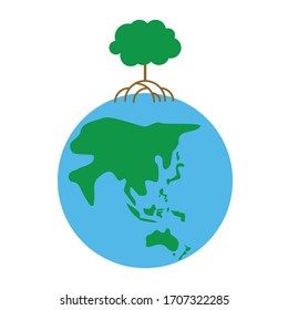 Mangrove and Earth Vector Illustration