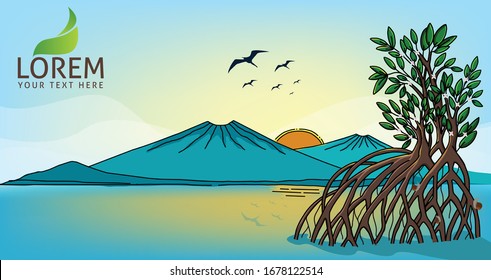 Mangrove Forest Background Vector EPS 10