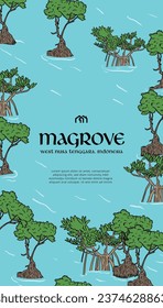Plantilla de idea de diseño de ilustración de manglar