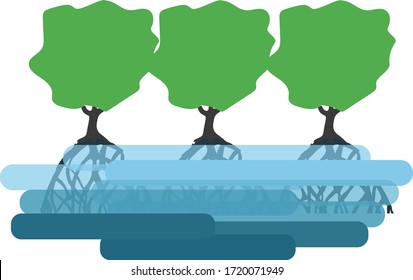 Mangrove Landscape Background Design Underwater View Stock Vector ...