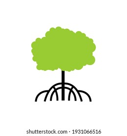 Mangrove tree color flat icon for web and mobile design vector illustration.