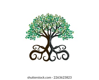  mangrove tree with curly roots, environmental logos and brands